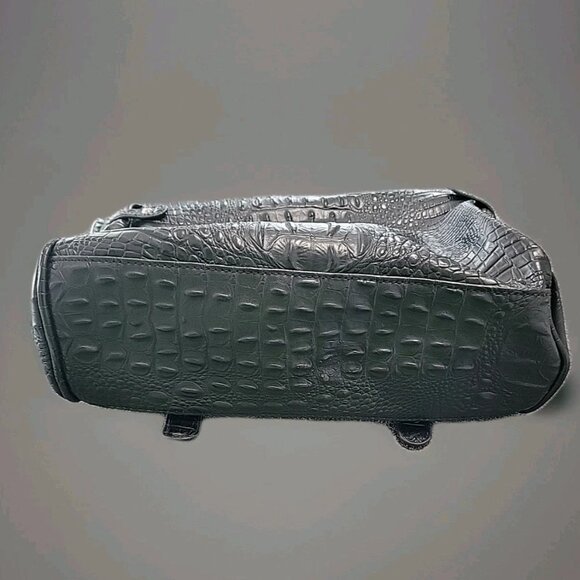 Point Zero Purse Turn Lock Faux Alligator Satchel Hand Bag Black - Picture 5 of 10